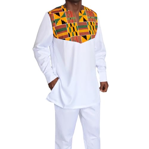 African Men‘s Clothing Fashion Suit Two Pieces Set Dashiki Outfit Top Pant Tracksuit3