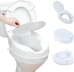 Eazy 4 Inch Raised Toilet Seat with Lid, Secure Locking Toilet Seat Riser for Elderly, Disabled Adults, Toilet Aid for Hip, Knee or Pregnancy Recovery