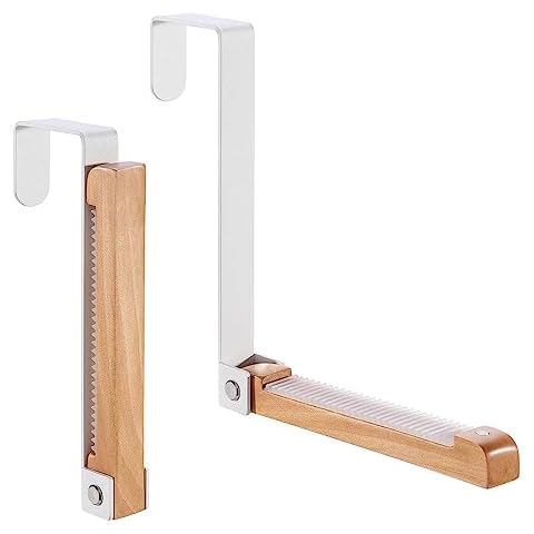 CINPIUK Over Door Hanger, Retractable Over The Door Hook, Valet Hooks Multiple Hanging Rack Organizer for Clothes Coats Towels, Ideal for Laundry Room & Bathroom, 2Pcs, White Cover