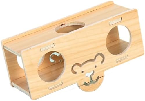 Citybabyハムスターハウス木製ケージ安心研磨仕上げ運動不足解消ステージ隠れ家屋根付きハムスターの家遊び場ペット遊び道具小動物用おもちゃ面白いかわいい2階建て木製ペットの住宅贈り物 (H)