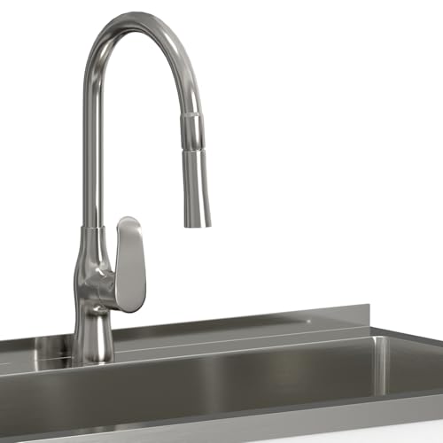 SIMPLIHOME Reed All-in-One 36 inch Wide Utility Sink and Laundry Cabinet in Pure White Finish, Transitional Stainless Steel Sink Cabinet for Laundry Rooms with High-Arch Chrome Faucet and Storage by SIMPLIHOME - Image 9