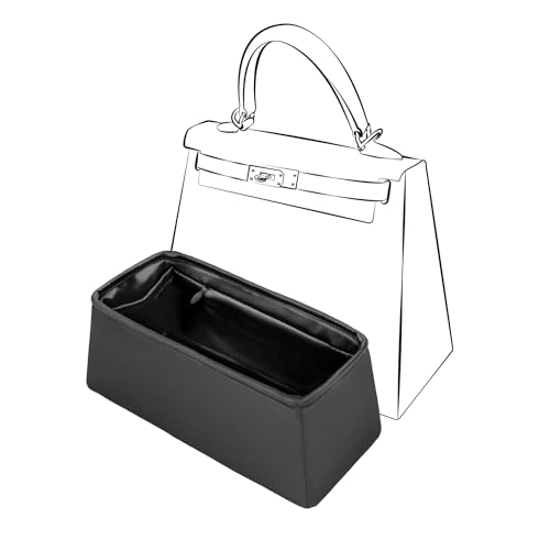JLYZ Moon Organizador de bolsa Kelly 28 com zíper, inserção organizadora de bolsa compatível com bolsa Hermes Kelly, leve e sedosa, inserção para Kelly 28 (preto, KL28 com zíper)