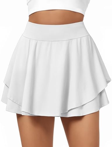 Jupe de tennis plissée à poches et taille haute gainante pour le sport