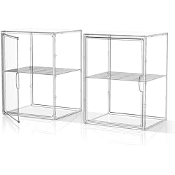 MSHOMELY Acrylic Clear Display Case, Stackable Plastic Storage Bins with Shelf, Figure Figurine Hobby Display Case with Magnetic Lid, Large Acrylic Display Box for Collectibles, Figures, 2 Pack
