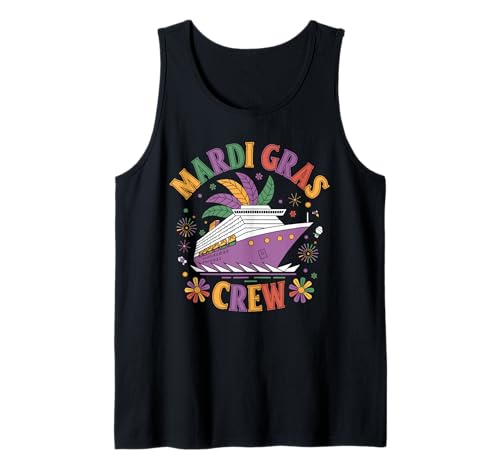 Mardi Gras Cruise Crew 2025 Viaje a Nueva Orleans Familia Coincidencia Camiseta sin Mangas