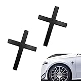 Ferianl Metal Cross Badge Decal, 2.5'×1.8' Alloy 3D Cross Auto Decal, Self-Adhesive Metal Optical Decal Badge for Trunk Rear Fender Side Fender (Black)