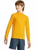 DEVOROPA Youth Boys Compression Thermal Shirts Long Sleeve Undershirt Fleece Baselayer Mock Top Gold S