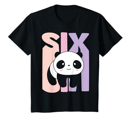 Niños 6 Años Cumpleaños Retro Panda Niña Camiseta
