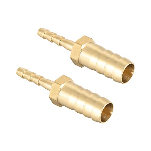 QUARKZMAN 10mm à 4mm Dia Droit Laiton Raccord cannelé Tuyau Raccord Réducteur x 2PCS Droit Connecteur Adaptateur pour Tuyau Connexion, [Doré]