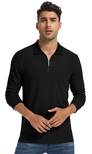 Sailwind Men's Waffle Knit Long Sleeve Casual Quarter Zip Polo Shirts4