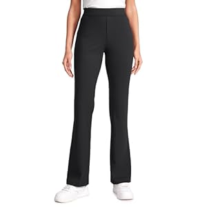 CRZ YOGA 4-Way Stretch Flare Womens Pants Tall 31″ Dress Work Casual High Waisted Lounge Pants with Zip Pockets