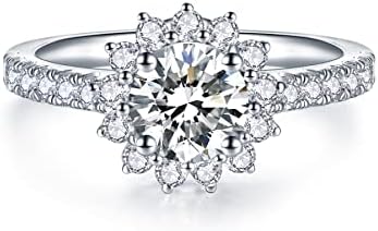 IMOLOVE Moissanite Halo Engagement Rings for Women Halo Rings for Women Promise Rings for her Sterling Silver plated with 18K White Gold 1.64ct D Color VVS1 Clarity Moissanite(7)