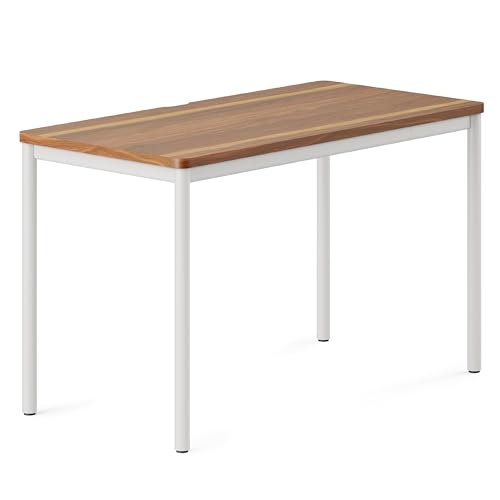 Image of Branch Daily Desk, Functional at Home Office Desk with Effortless Assembly | Timeless Design, Rounded Corners, and Built-in Cable Notch, 48 inch W x 28.5 inch H x 24 inch D, Walnut White Work Table