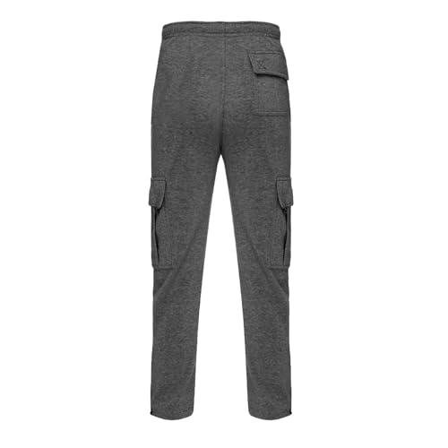 Mens Loose Fleece Cargo Trousers Casual Gym Jogging Bottoms Lightweight Joggers Sweatpants - Image 5