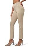 Picture of Willit Women's Yoga Dress Pants Stretch Business Work Casual Pants High Waisted Cropped Office Pants 27" Khaki XL