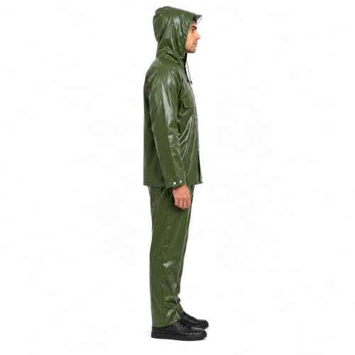 Image of Viva Impex Unisex Waterproof PVC Raincoat Suit with Hood | Jacket & Pant Rain Wear for Men & Women | Heavy Duty for Bike Riding, Travel & Outdoor Work | Universal Size | Random Color