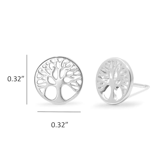 Boma Jewelry Sterling Silver Circle Tree of Life Stud Earrings4