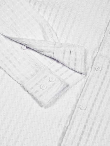 Image of Thomas Scott Men's | Solid | Textured Fabric | Full Sleeve | Slim Fit | Polyester-Blend | Spread Collar | Casual Shirt