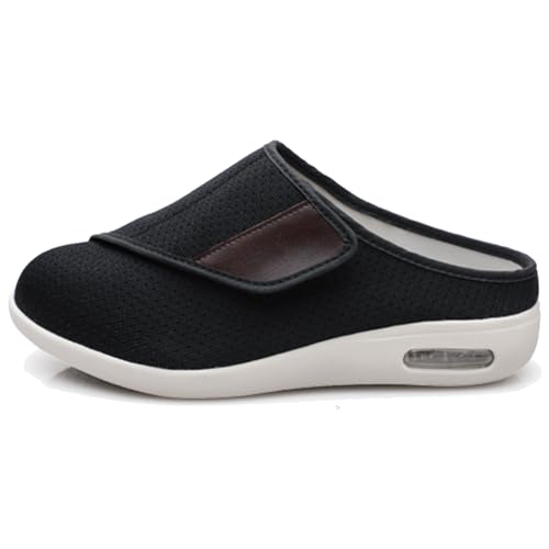 Sapatos femininos de largura extra larga para diabéticos, leve, respirável, ajustável, edema de idos
