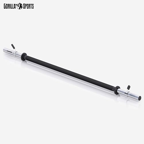 Foto von GORILLA SPORTS® Aerobic Langhantel - 130 cm, Einzeln/Set, mit/ohne Gewichte, 30mm, mit Federverschlüsse, aus Kunststoff, Schwarz - Langhantelstange, Hantelstange für Fitness, Krafttraining