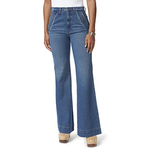 Sam Edelman Sportswear Women's Bay High Rise Trouser Flare Jean, Moondance-Braid Detail #TOP25