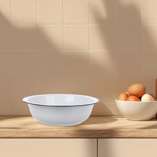 2 tazones esmaltados blancos 30cm y 32cm prácticos miniatura 5
