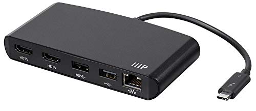 Monoprice Thunderbolt 3 Dual HDMI 2.0 Mini Dock Mac Windows Gigabit Ethernet, USB HUB, 4k@60Hz HDMI