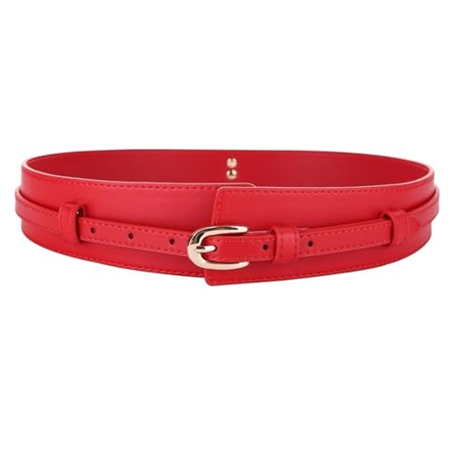Designer-Gürtel für Damen, Knoten, weicher Lederbund, weibliche Taille, breiter Mantel, Korsettgürtel, Kummerbunds, rot, 102 cm