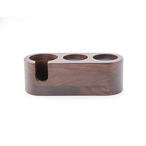 Coffee Temper Stand Wood Coffee Powder Maker Sturdy Wooden Tamping Stand for Coffee Machine Coffee Tamper Base Anti-Slip Hand Coffee Tampers Accessories with Silicone Pad-3 holes 58mm