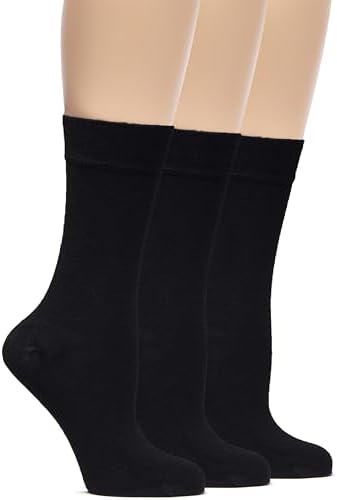 Hugh Ugoli Womens Bamboo Dress Socks, Thin Soft Crew Socks for Business, Trouser, Casual, Non-Binding, Breathable, 3-6 Pairs