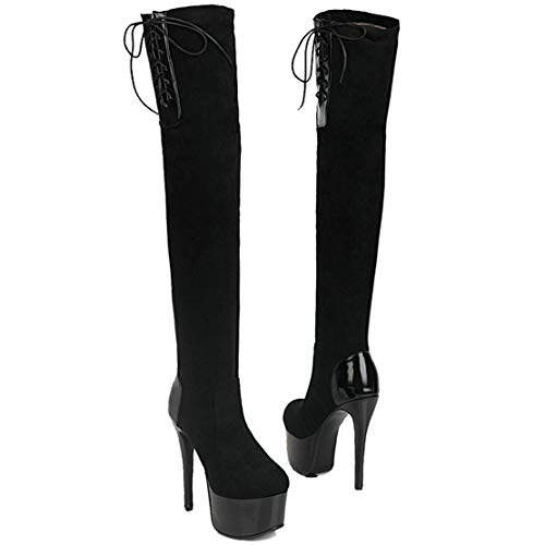 MAVMAX Women's Stretch Over The Knee Stiletto Boots High Heels Thigh High Platform Boots3