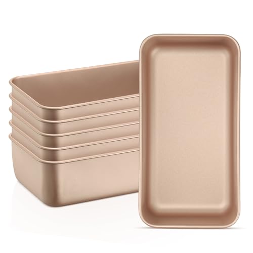 Leonyo 6 Pack Non-Stick 9x5IN Stainless Steel Bread Loaf Pan, Rose Gold