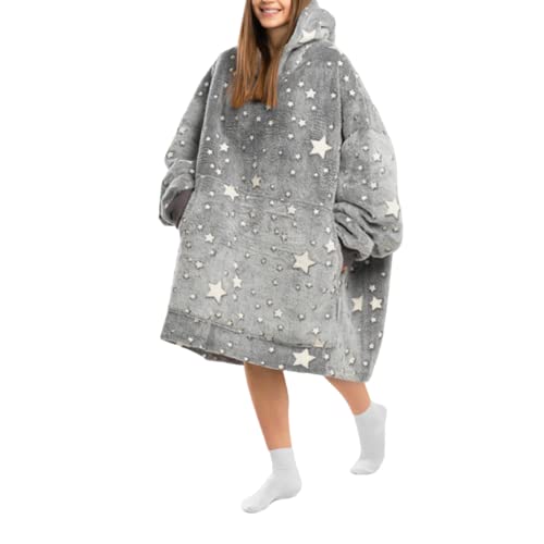 Lvkiss Comfy Blanket Hoodie, Oversized & Breathable Sherpa Fleece Wearable Blanket Hoodie For Adults, One Size Fits All (Grey, One Size) #TOP23