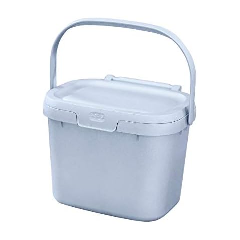 Addis 518384 Eco 100% Plastic Everyday Kitchen Food Waste Compost Caddy Bin, 4.5 Litre, Recycled Light Grey Cover