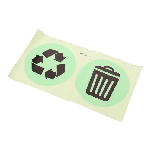 Gogogmee Recycling Symbol Vinyl Noctilucous Trash Can Stickers Waterproof Trash Bin Kitchen Labels