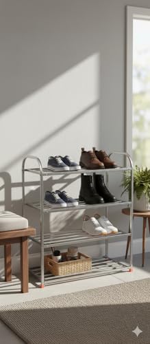 Image of Stainless Steel Shoe Rack, Multipurpose Rack, Multilayer (4 Layer Sturdy)