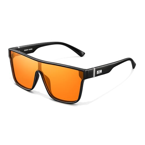 Image of FEISEDY Sunglasses for Women Men, Fashion Mirrored Single Lens Shades