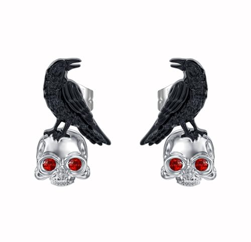 Halloween Stud Earrings 925 Sterling Silver Skeleton Hand/Satanic/Cat Skull/Coffin/Spider Earrings Gothic Halloween Jewelry for Women