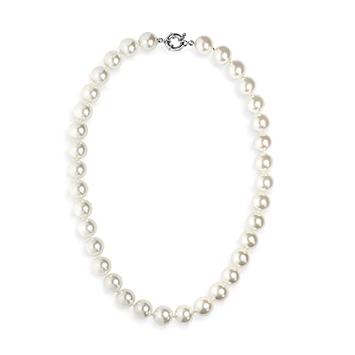 KEZEF Creations 12mm Faux White Pearl Necklace 18 Inch KEZEF Creations 12mm Faux White Pearl Necklace 18 Inch