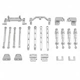 Hellery Car RC Auto Federung Dämpfersystem Aufhängungsset 4 Link Metall Aluminiumlegierung Leistungsupgrade für MN82 MN82S MN82PRO MN82T 1 12 Maßstab Trail, Silber, Hydraulikschock