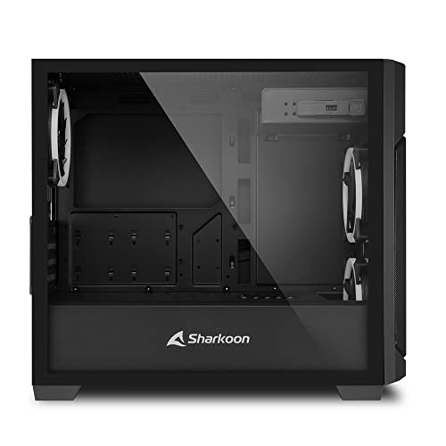 Image of Sharkoon V1000 RGB Mid Tower PC Computer Case I Support Mini-ITX, Micro-ATX Motherboard I Side Panel Tempered Glass with 3 x 120 mm Addressable RGB Fan (pre-Installed) - Black