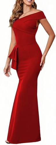 Image of Elegant Formal Long Dress for Women Sexy Red Evening Dresses Fashion Cocktail Party Dress Wedding Guest Long Maxi Dress
