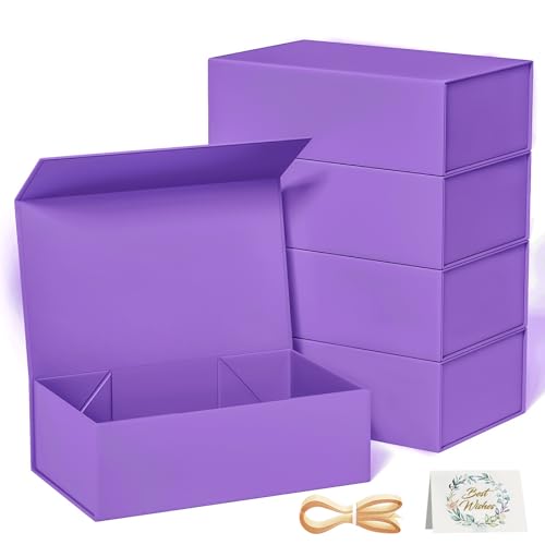 RYDDOY 5 Pack Purple Gift Box, 9.5x6x3'' Gift Boxes with Lids for Presents