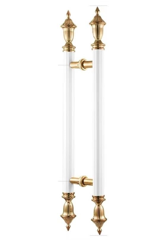 Poignée de tirage double face inox blanche 400mm pour porte lourde