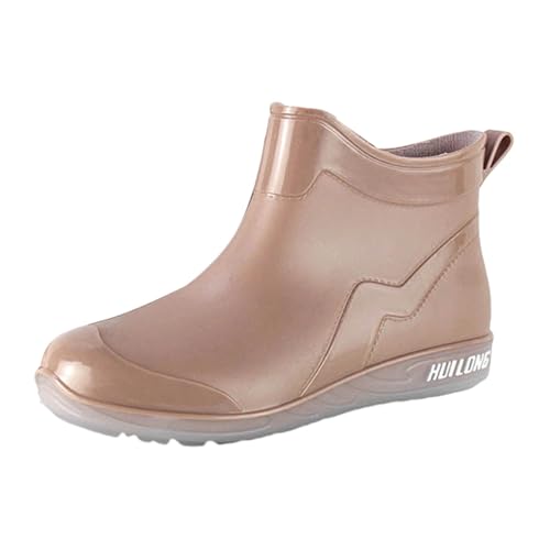 Botas de lluvia para mujer, resistentes al agua, antideslizantes, cómodas, informales, de media caña corta, botas de goma antideslizantes, para jardín, pesca y exterior, caqui, 37 EU