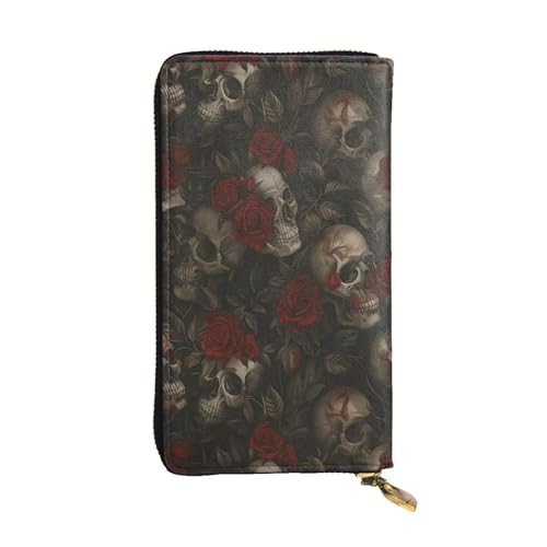 DaihAnle Gothic Skulls & Roses ﻿Hand-Held Wallet Fashionable Long Microfiber Leather Large Capacity