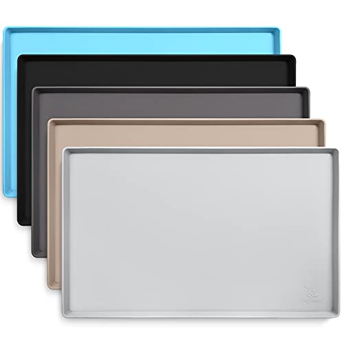 DogBuddy Dog Food Mat, Waterproof Dog Bowl Mat, Silicone Dog Mat for Food and Water, Pet Food Mat with Edges, Dog Food Mats for Floors, Nonslip Dog Feeding Mat, Puppy Supplies - Large (24x16), Mist