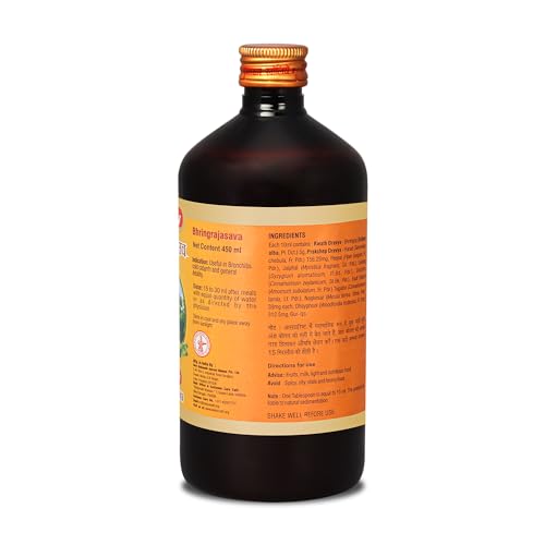 Image of Baidyanath Ayurved Bhringrajasava, Syrup (450 Ml) | Helps To Manage Common Cold, Cough & Premature Greying Of Hair | Maintains Overall Wellbeing (Pack Of 1)