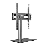 Soporte Universal para TV de Sobremesa: Base de Vidrio Templado de 8 mm de espesor que garantiza una estabilidad óptima, soportando hasta 40 kg de peso, para televisores de entre 23