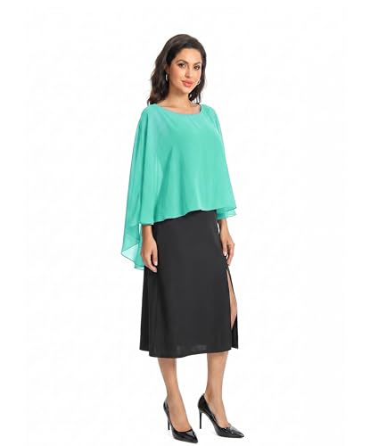 Image of Baoqiya Chiffon Capes Sheer Capelets Long Cape Poncho For Women Plus Size